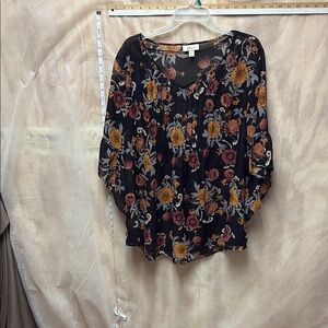 Style & Co. Orange and Yellow Floral Relaxed Blouse